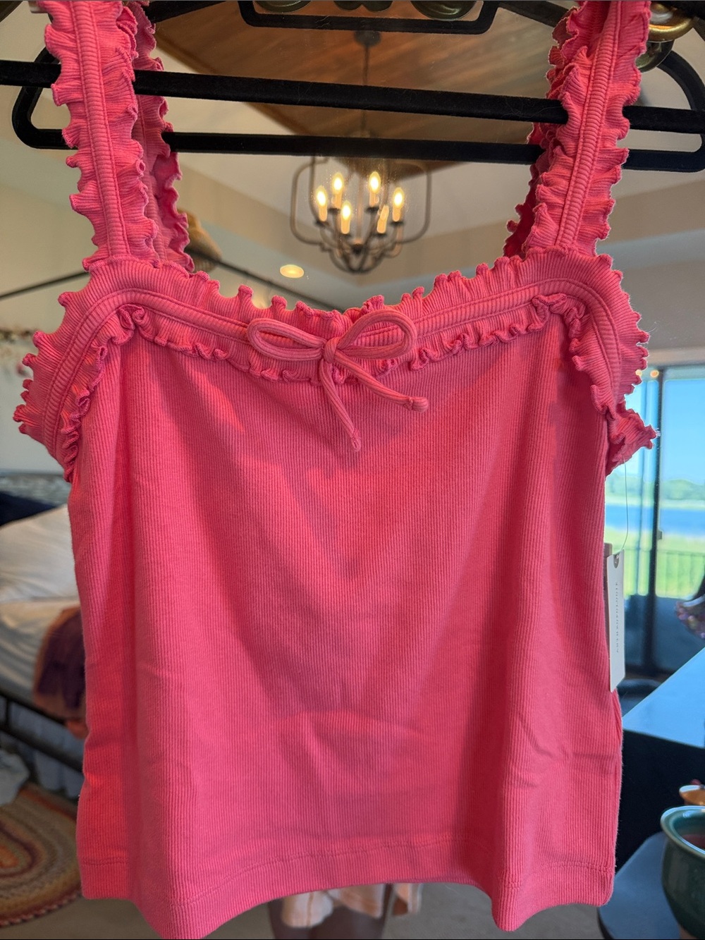 Maeve Ruffle-Trim Tie-Front Camisole - Pink